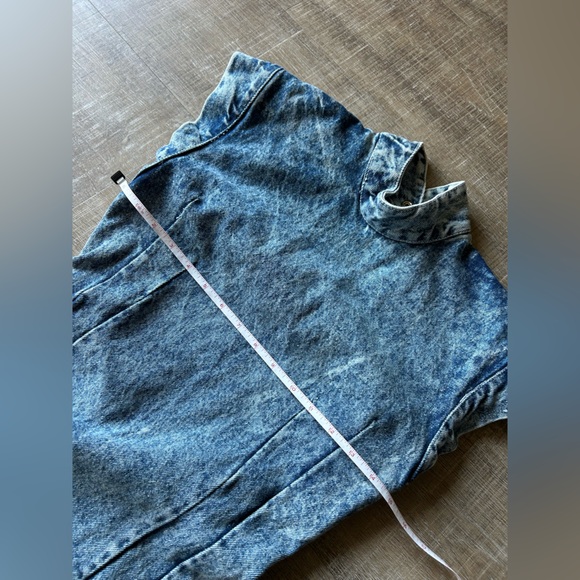 Vintage Paris Blues 90s Acid Wash Mock Neck Bodycon Backless Midi Dress - Picture 8 of 10